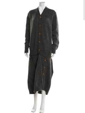 Comme des Garcons Dark Gray Button-Front Maxi Dress